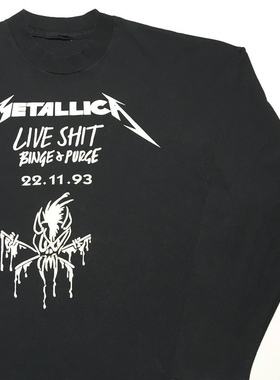 重磅水洗破洞tee Metallica1993专辑Live Shit Binge Purge长袖T