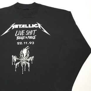 Purge长袖 重磅水洗破洞tee Binge Shit Metallica1993专辑Live