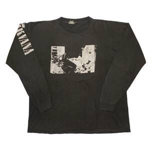 重磅水洗破坏tee！Nirvana1989专辑Bleach高街Vintage长袖T恤