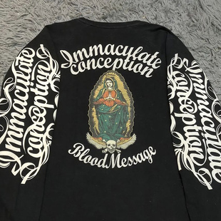 CHICANO西海岸老墨风格 T恤重磅 tattoo纹身师穿搭嘻哈花体英文长袖