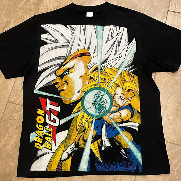 DRAGON BALL GT AMERICAN RETRO OLDSCHOOL SKATEBOARD HEAVY WASH WORN SHORT SLEEVE T-SHIRT