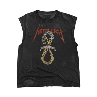 METALLICA重金属乐队摇滚叛逆复古厌世砍袖背心水洗做旧破洞破烂