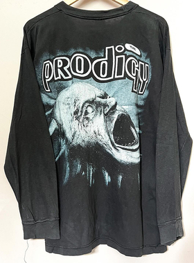 The Prodigy超凡乐团主唱 Keith Flint 复古水洗做旧重磅长袖T恤