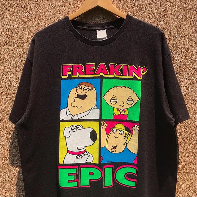 Family Guy 恶搞之家创意复古百搭美式vibe风重磅水洗做旧短袖T恤图片