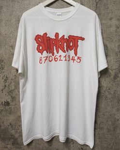 经典白色款！滑结乐团Slipknot20周年纪念T恤美式高街重磅短袖