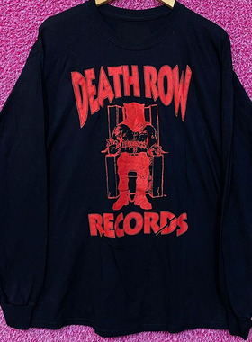 Death Row Records 死囚唱片Vintage嘻哈街头风大码重磅长袖T恤