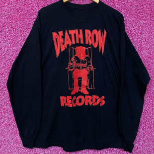 Death Row Records 死囚唱片Vintage嘻哈街头风大码重磅长袖T恤