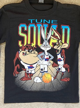 Space Jam tune squad 经典卡通人物大印花Vintage重磅长袖T恤