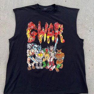 1992 Gwar 美国重金属乐队Bad Bad Men专辑Vintage重磅砍袖T恤