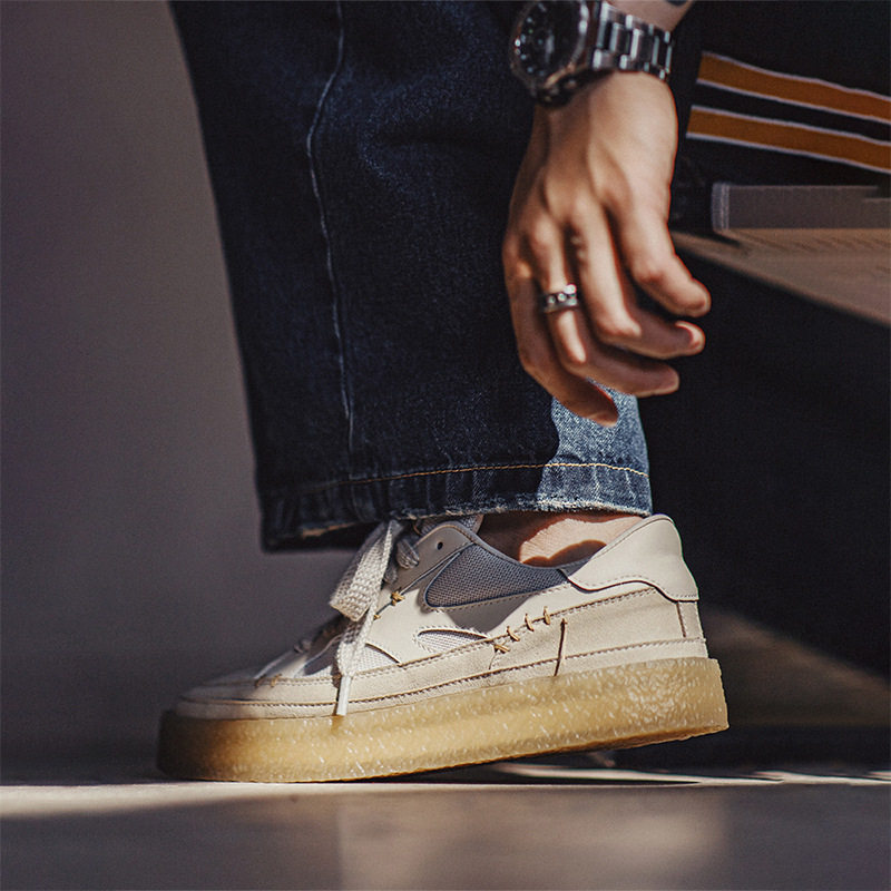 马登工装鞋白色厚底板鞋男2025春夏季新款透气百搭休闲小众小白鞋,流行男鞋,休闲板鞋,淘宝优惠券,粉丝福利购,淘宝优惠卷