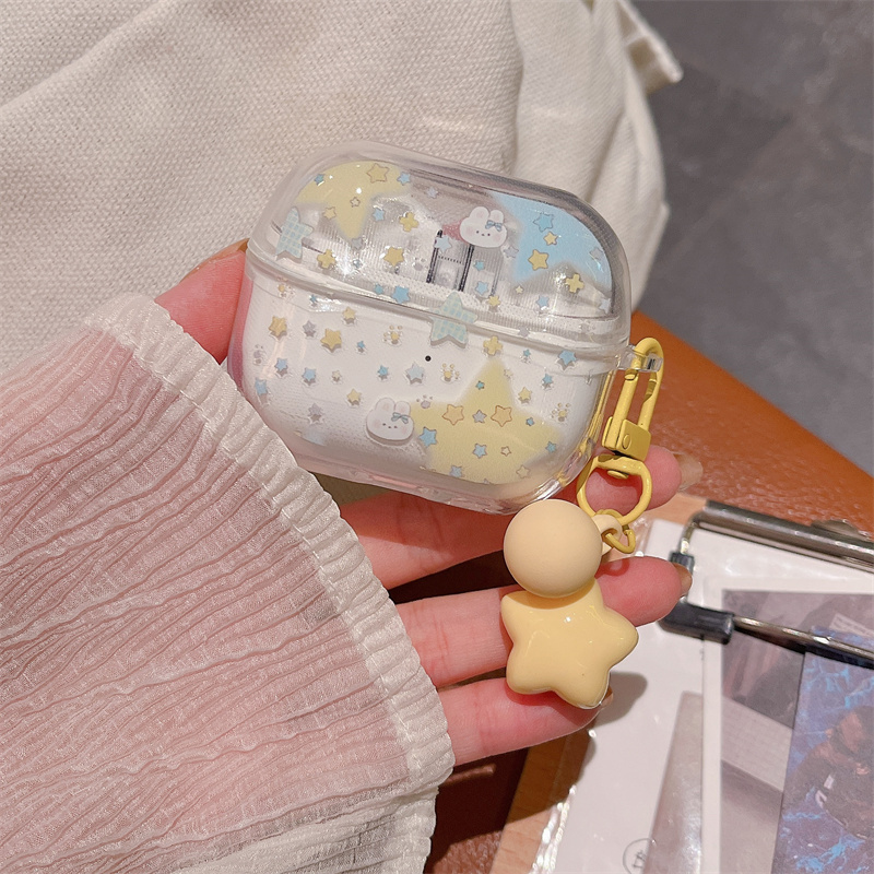 适用于三星耳机Galaxy Buds 3Pro保护套三星buds3蓝牙保护壳新款可爱星星兔子卡通透明分体壳三星buds3壳