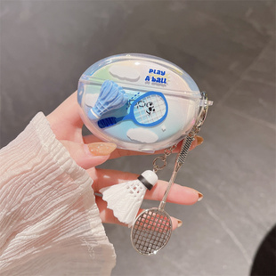 适用于OPPO Enco Free4耳机保护壳一加buds4透明壳OPPOEncoFree4丹拿版耳机保护套分体壳可爱卡通立体羽毛球