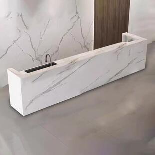 办公室水吧台一体柜商用咖啡店岩板大理石靠墙带单槽茶水间收银台