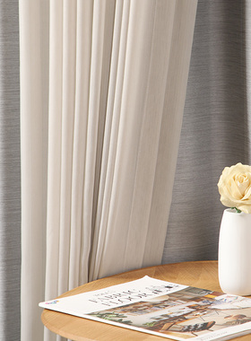 日本进口窗纱简约现代纯色纱帘客厅透光白纱日式落地窗纱定制8670