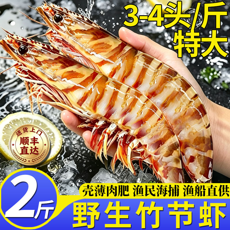 特大竹节虾鲜活冷冻斑节虾超大九节虾野生海捕新鲜速冻大虾基围虾
