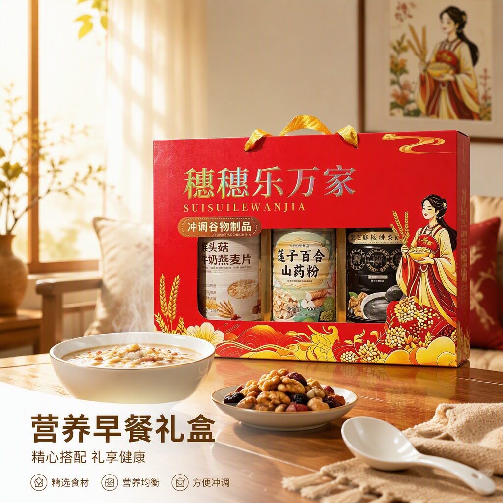 年货礼盒五谷杂粮莲子百合山药粉黑芝麻糊燕麦片过节礼品中秋礼盒