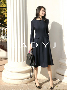 连衣裙 高贵典雅进口初剪羊毛立裁九分袖 伞裙 复原优雅 LadyJ