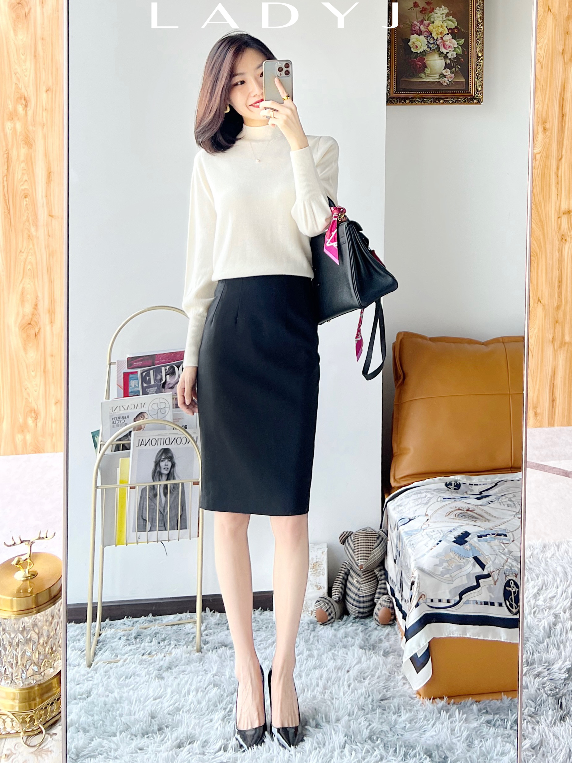 LadyJ澳毛中长通勤一步半身裙