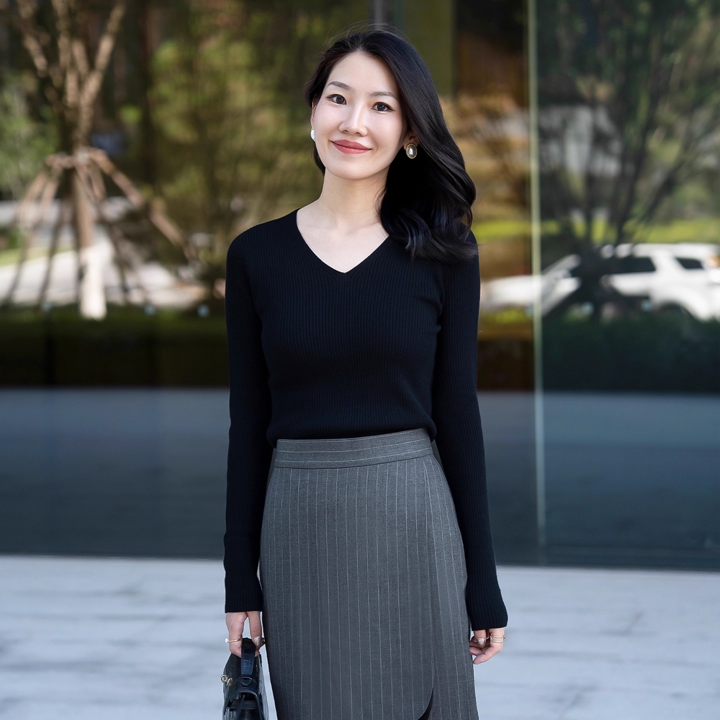 LadyJ德国美利奴羊毛V领针织衫