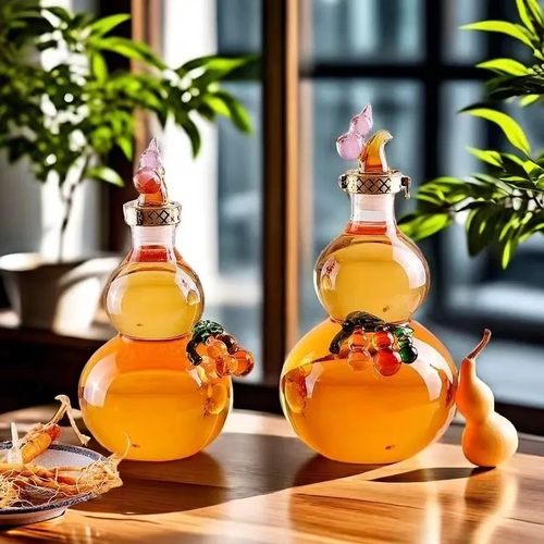 1斤2斤3斤泡酒瓶葫芦造型泡药酒大口径密封加厚高硼硅透明玻璃瓶