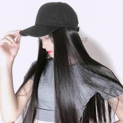戴假发的透气连帽子带假发可拆卸夏季玊犰一体潮流女夏天时尚网红