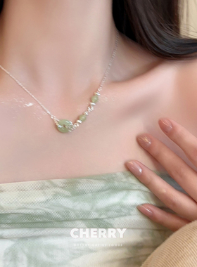 长安令！天然玉髓平安扣项链女