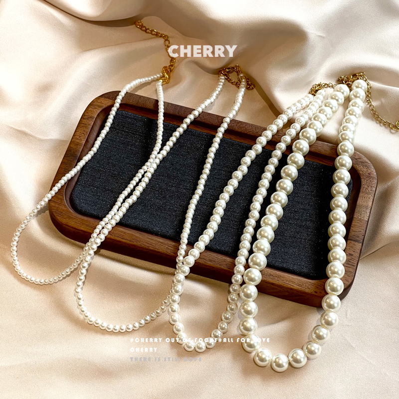 施家珍珠串珠项链女轻奢