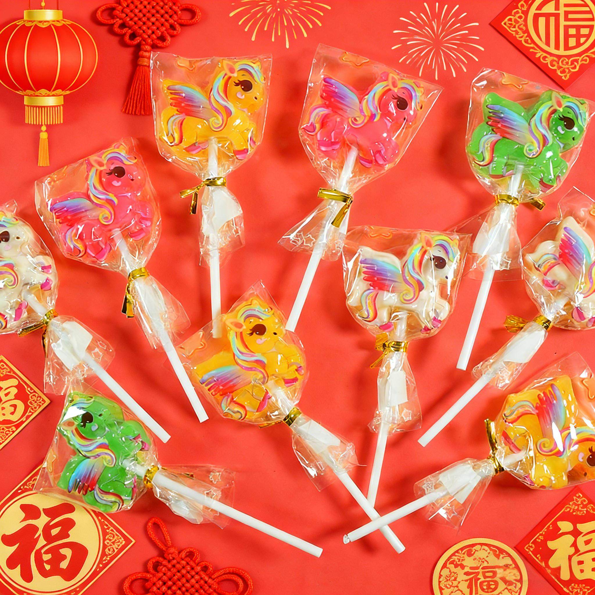 新年糖果卡通水果味棒棒糖商场酒店节日活动布置马年送小朋友礼物