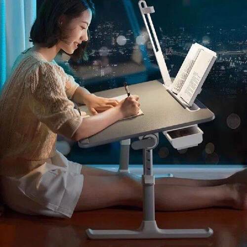 Foldable Study Desk with Desk Lamp Adjustable Laptop Stand