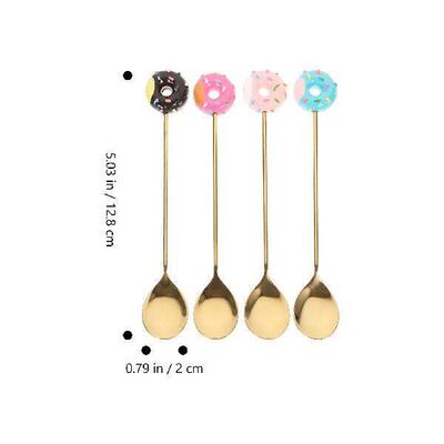 Stainless Steel Spoon Donut Macaron Dessert Kids Set 4pcs