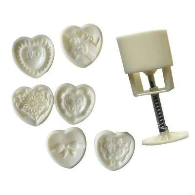 Effective Heart Mung Bean Cake Molds with 6 Stamp