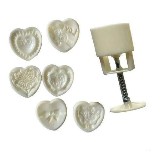 Effective Heart Mung Bean Cake Molds with 6 Stamp