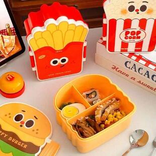 Separated Hamburger Lunch Box with Tableware Plastic