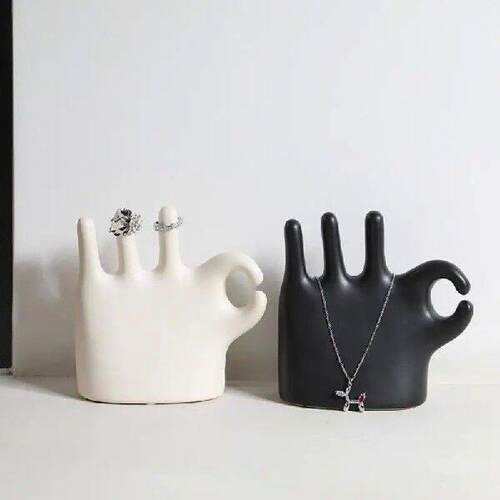 Ring Jewelry Holder Cartoon Hand Gesture Cute Miniature