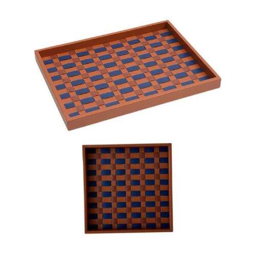 Checkerboard Leather Tray Centerpieces Jewelry Trinket Dish