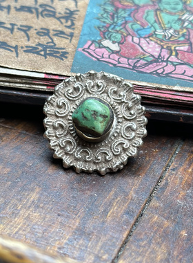 【藏区收货】藏地绿松石老银发扣发饰老藏饰老扣子