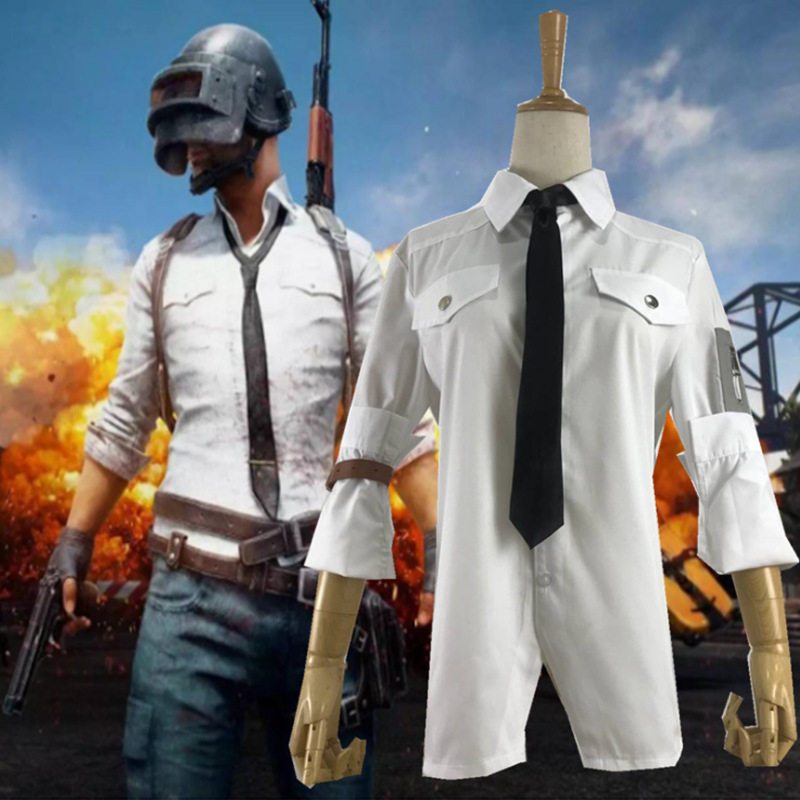 绝地求生吃鸡同款白衬衫大逃杀服装男款衬衣日常服装全套装扮