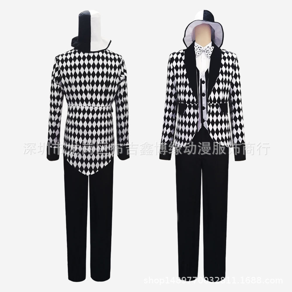 鑫博缘cosplay情侣表演服装小丑黑白色服装成人万圣节派对演出服