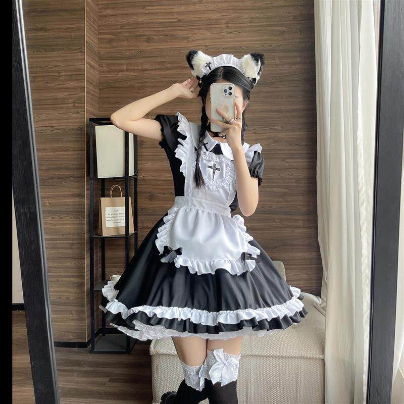 新款日本经典短袖女仆可爱日系女仆cosplay女装女佣装连衣裙