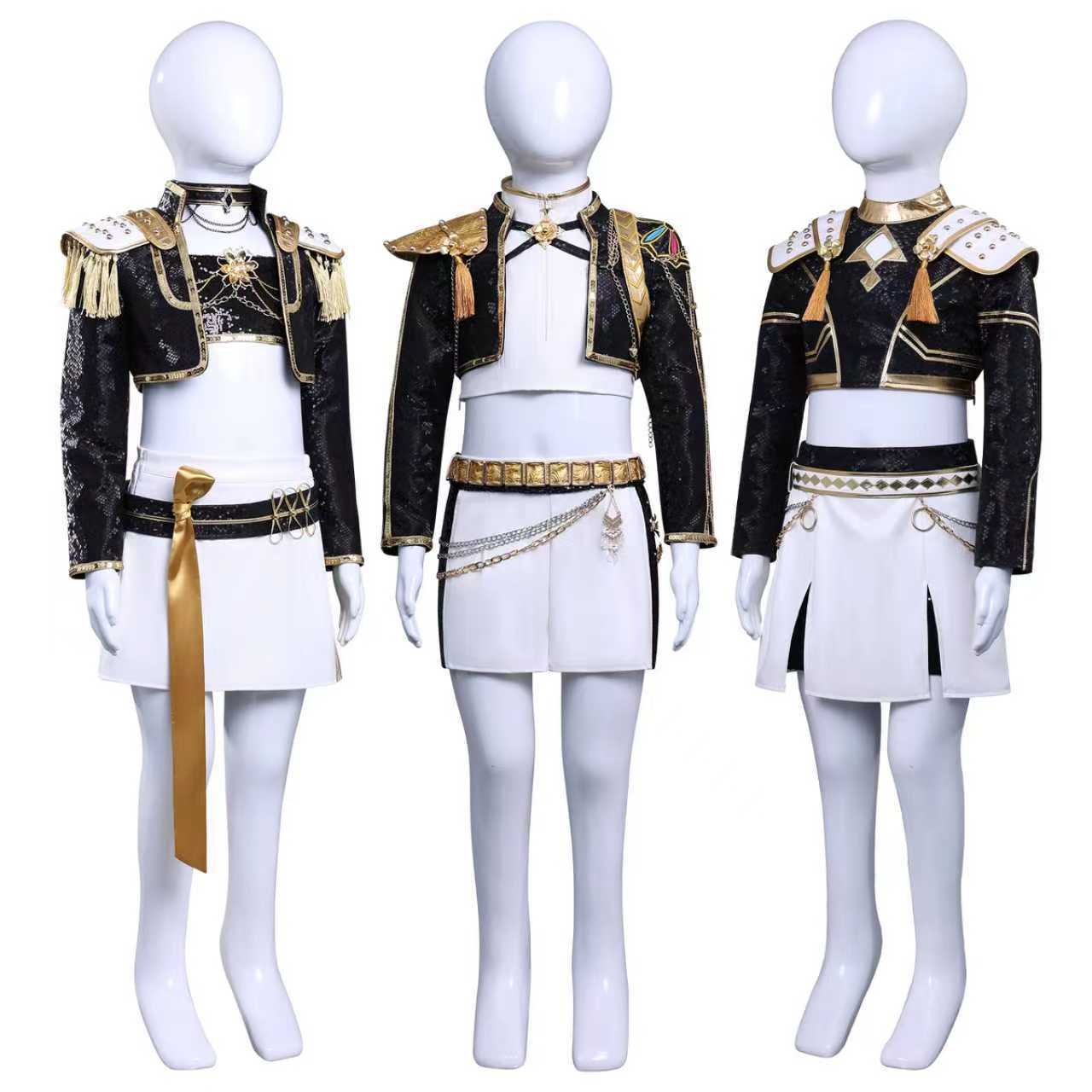 跨境新款韩流K-POP猎魔女团cos服米拉佐依鲁米黑皮儿童款cosplay