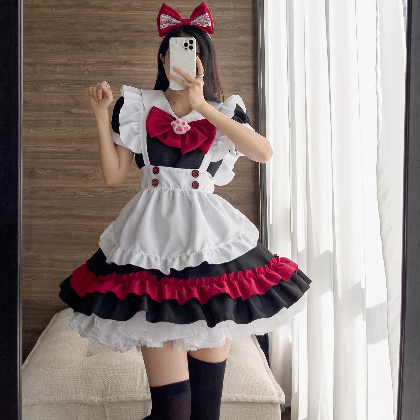 万圣节吸血鬼小恶魔女仆Lolita哥特风黑红女仆cos动漫角色扮演服