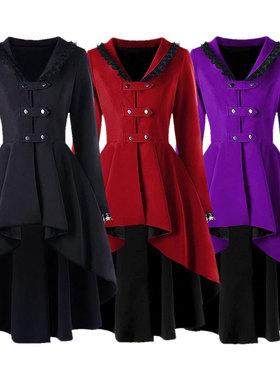 2022亚马逊eBay复古长款不规则下摆燕尾服万圣节舞台表演服