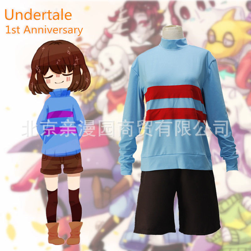 【亲漫园】undertale传说之下Frisk弗里斯克cos服cosplay服装蓝色 模玩/动漫/周边/娃圈三坑/桌游 Cosplay女装/cos女装 原图主图