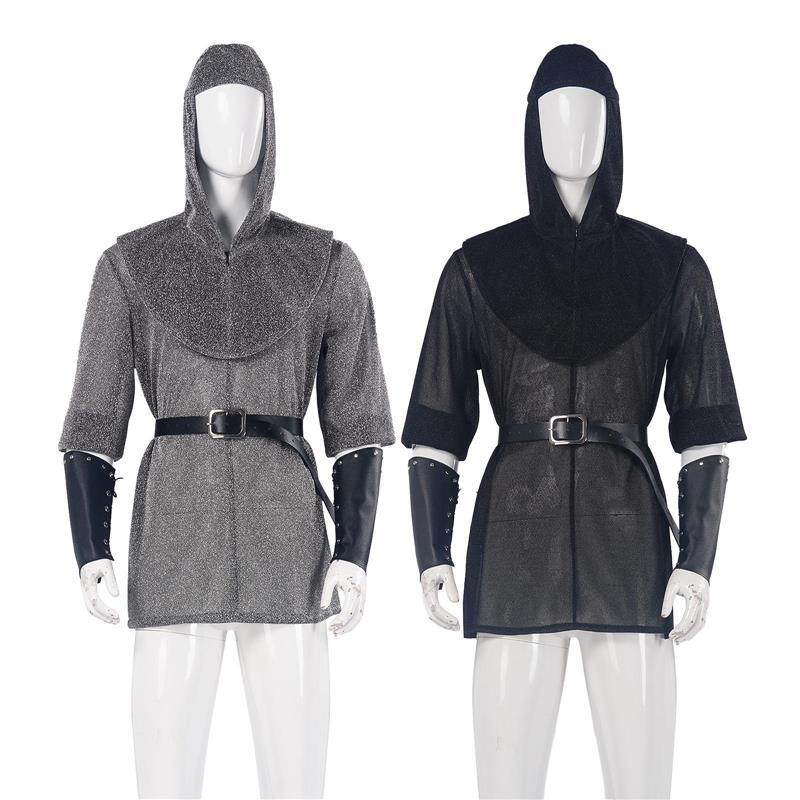 欧美万圣节服装圣殿骑士仿链式衬衫骑士束腰披风角色演出服cos