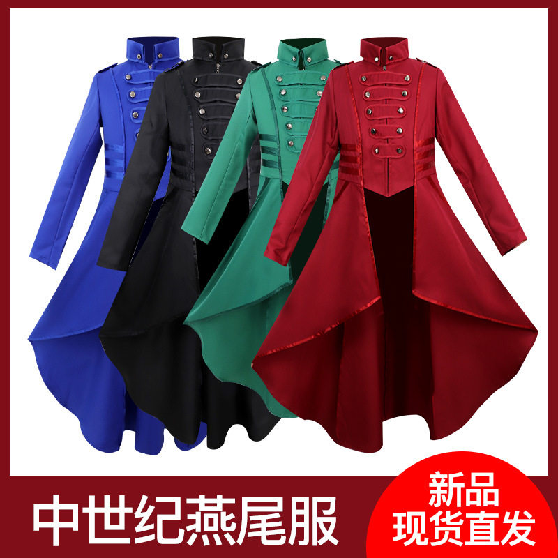 中世纪不规则下摆复古燕尾服新款