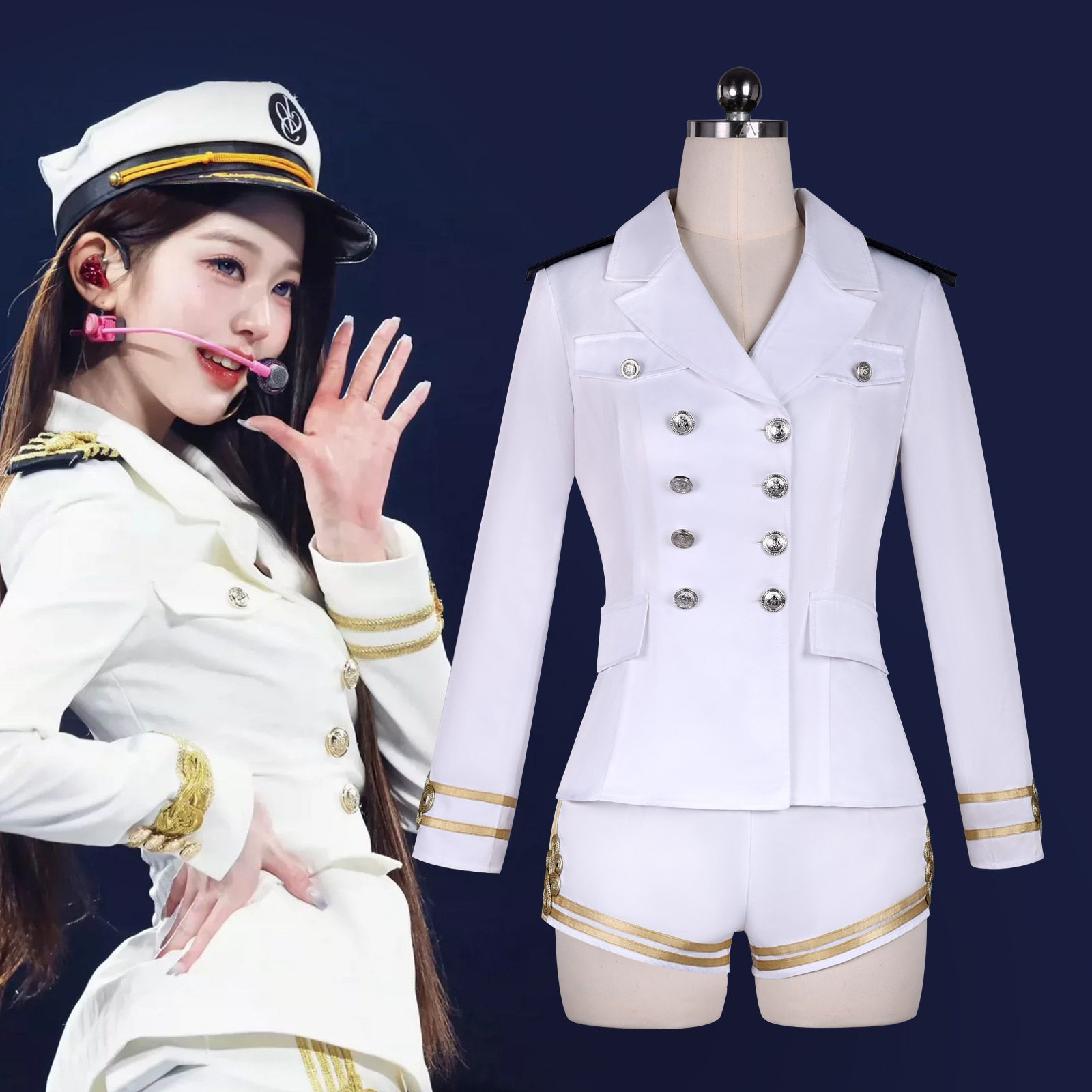 张元英同款打歌服cos服风水手制服双排扣cosplay舞台表演服装