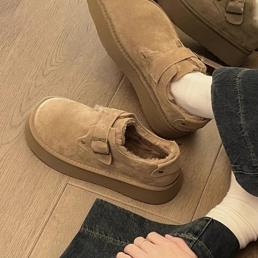 正品真皮加绒勃肯鞋冬季