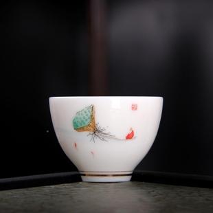 羊脂白瓷功夫茶杯陶瓷玉TB678379茗杯禅定泡茶手工小个杯人品主人