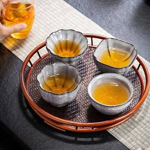 黑个冰裂人陶瓷品茗杯用主人80002杯家个杯功夫茶具大号茶杯单茶