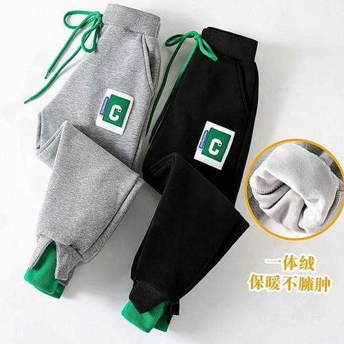 儿童裤子秋装外裤一体绒冬季休闲卫裤穿女童运动裤4男童宝宝保暖